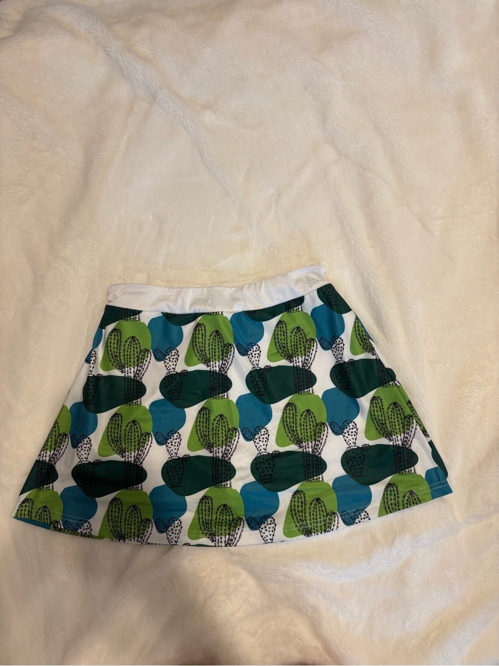 Women's Printed A-Line Skirt in Teal & Green